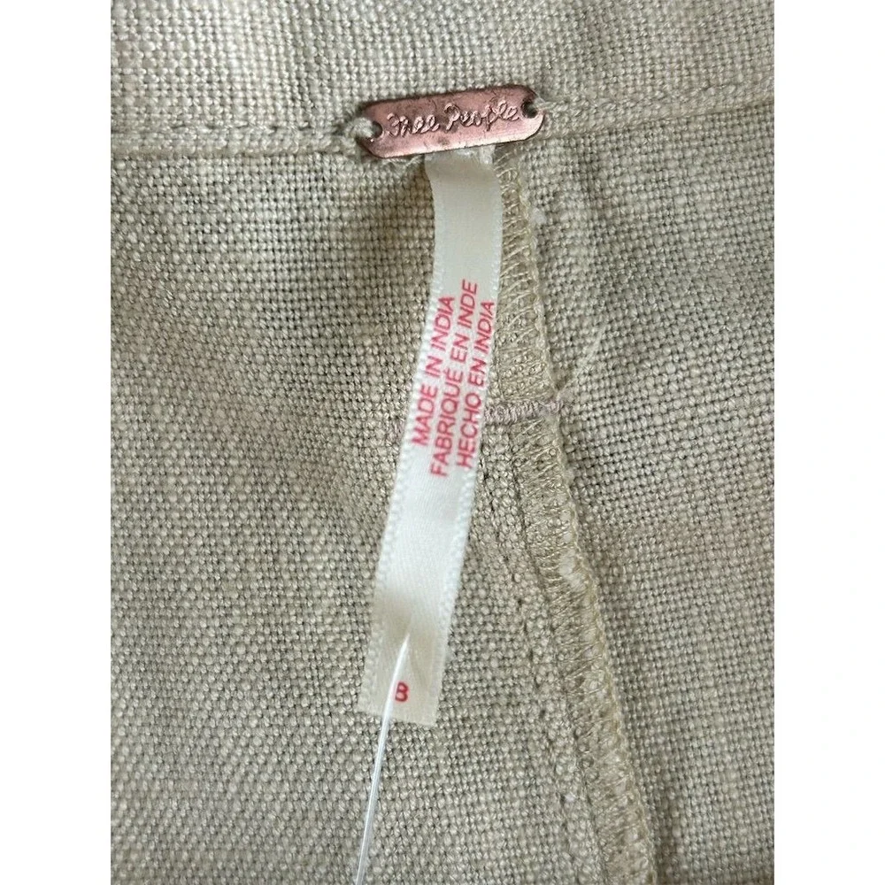 NEW Free People Women's Beige Mini‎ Skirt Size 8 Linen Blend